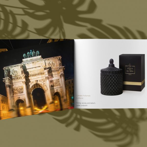 Gestaltung einer Broschüre für den Kunden Acqua di Baviera als Grafikdesign Auftrag durch das KREATIVSTUDIO München