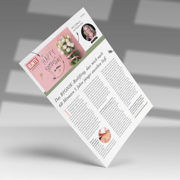 Gestaltung einer BUNTE Anzeige für den Kunden Beauty Lumins Byonik als Grafikdesign Auftrag durch das KREATIVSTUDIO München