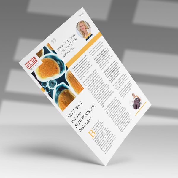 Gestaltung einer BUNTE Anzeige für den Kunden Beauty Lumins Slimyonik als Grafikdesign Auftrag durch das KREATIVSTUDIO München