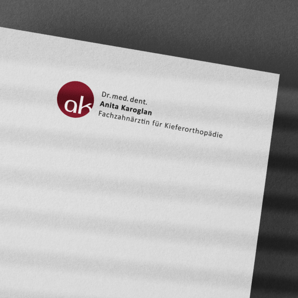 Logogestaltung für Dr  med  dent  Anita Karoglan als Branding Design durch das KREATIVSTUDIO München