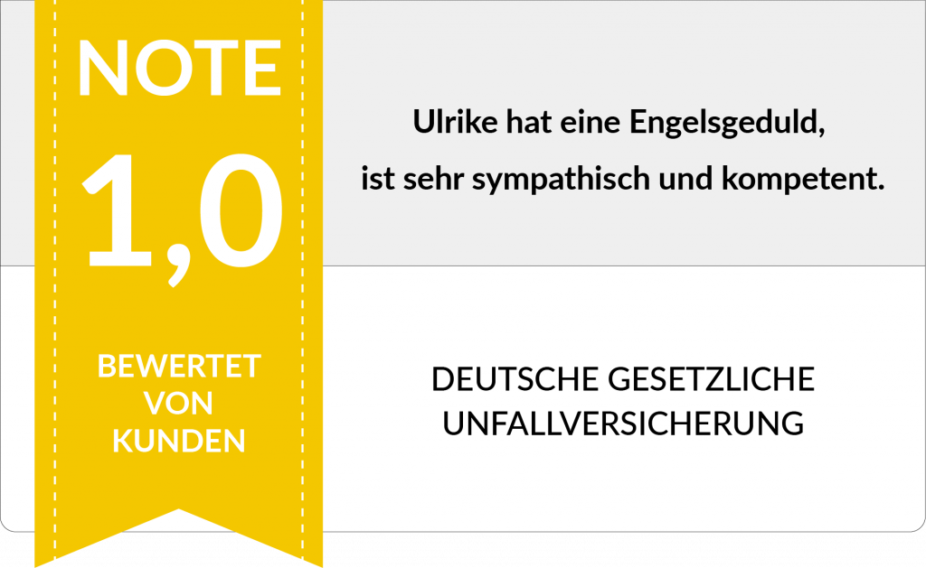 5 Sterne Bewertung der Deutschen Gesetzlichen Unfallversicherung zu einem Adobe Grafikdesign Training im KREATIVSTUDIO München