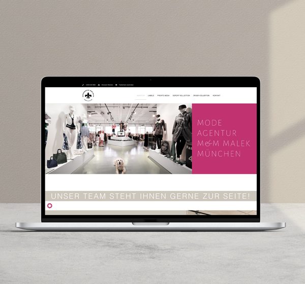 Gestaltung einer Webseite für den Kunden Modeagentur Malek als Webdesign Auftrag durch das KREATIVSTUDIO München